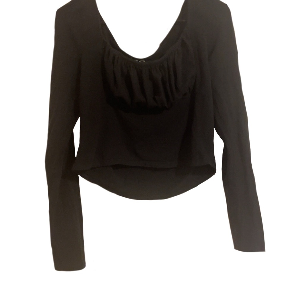 SO Black Ruched Crop Blouse